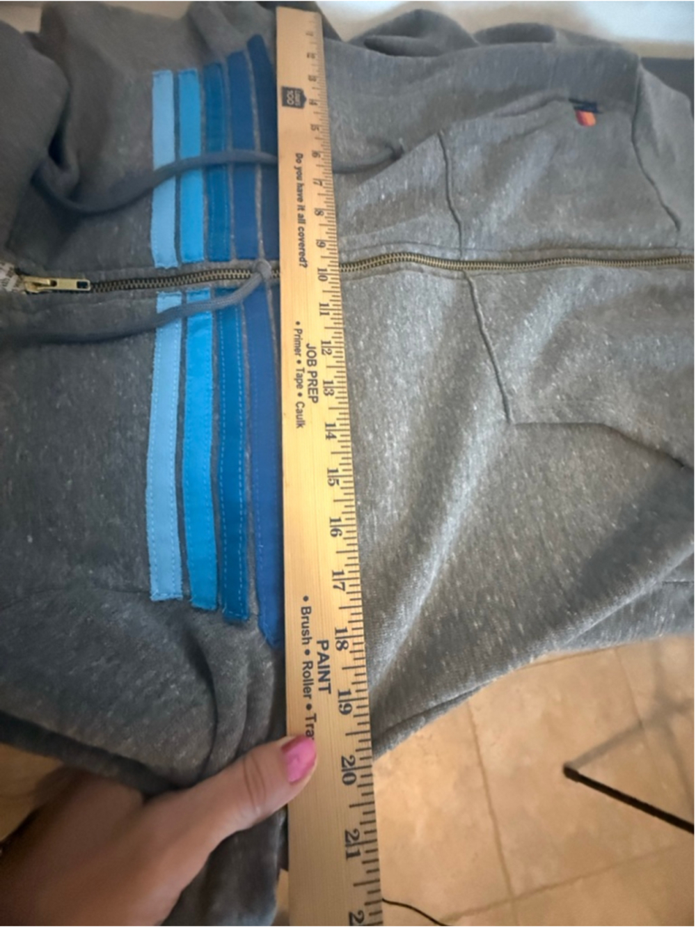Aviator Nation Gray & Blue Striped Full-Zip Hoodie XS, soft, oversized, comfort - Picture 7 of 9